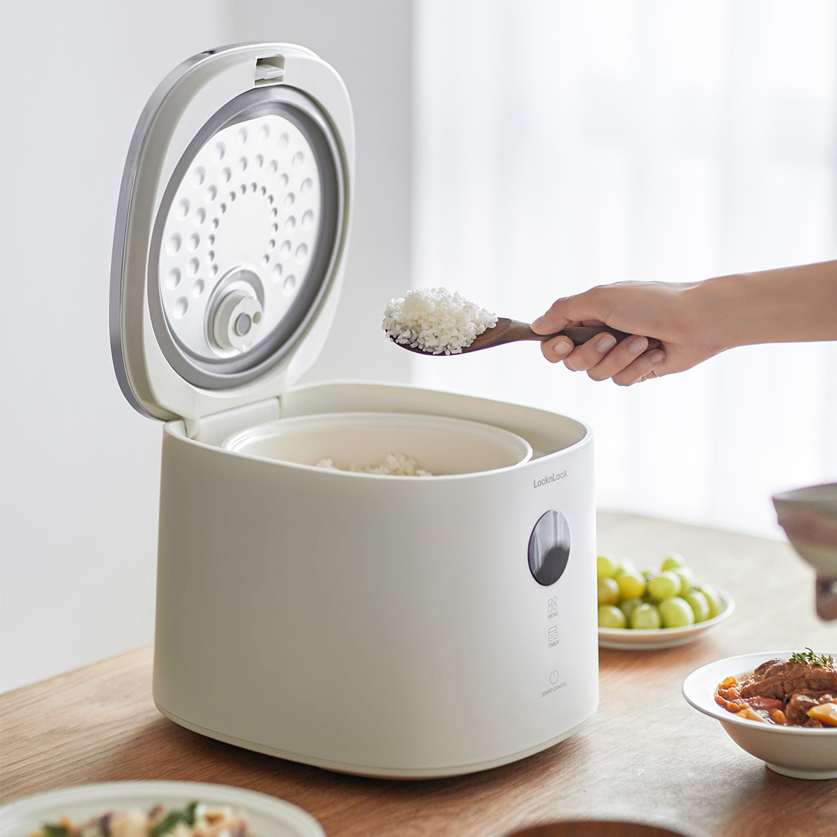 Nồi Cơm Điện Locknlock Bianco Nemo Rice Cooker 220V, 50Hz, 605W, 1.2L - Màu Ngà - EJR384IVY, , large image number 3